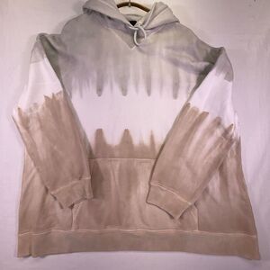 ATM Gray White Brown Pullover French Terry Tie Dye Oversized Hoodie Size Small